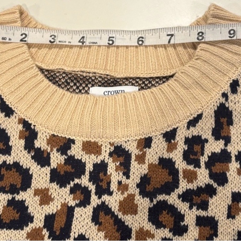 Crown & Ivy Leopard-Print Crewneck Sweater with Hot Pink Trim XXL - Picture 4 of 8